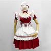 Cos sweet beautiful woman maid outfit red sweetheart maid uniform dress suit women's clothing