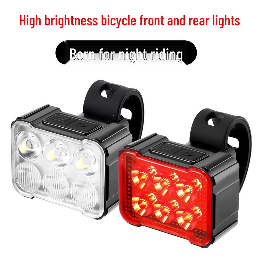 Rechargeable Waterproof Bicycle Front & Rear Light for Night Riding