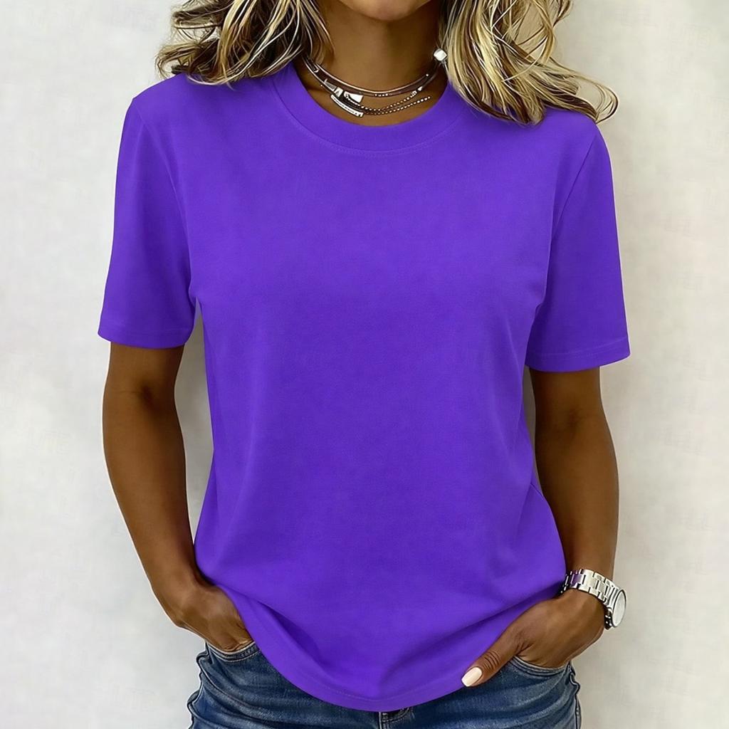 Women's Casual and Fashionable Round-neck Short-sleeved -shirt Top