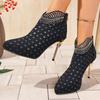 Módní dámské boty na vysokém podpatku, nové reliéfní kožené kotníkové boty, dámské boty na nízkém podpatku, párty boty, venkovní luxusní boty na vysokém podpatku, dámské boty