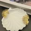 Light Luxury Fashion Women's Stud Earrings Personalized Fan-shaped Exaggerated Design Earrings Gold Electroplating High-end Earrings