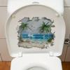 Broken Wall Beach Coconut Tree Toilet Cover - Bathroom Toilet Lid Decorative Sticker