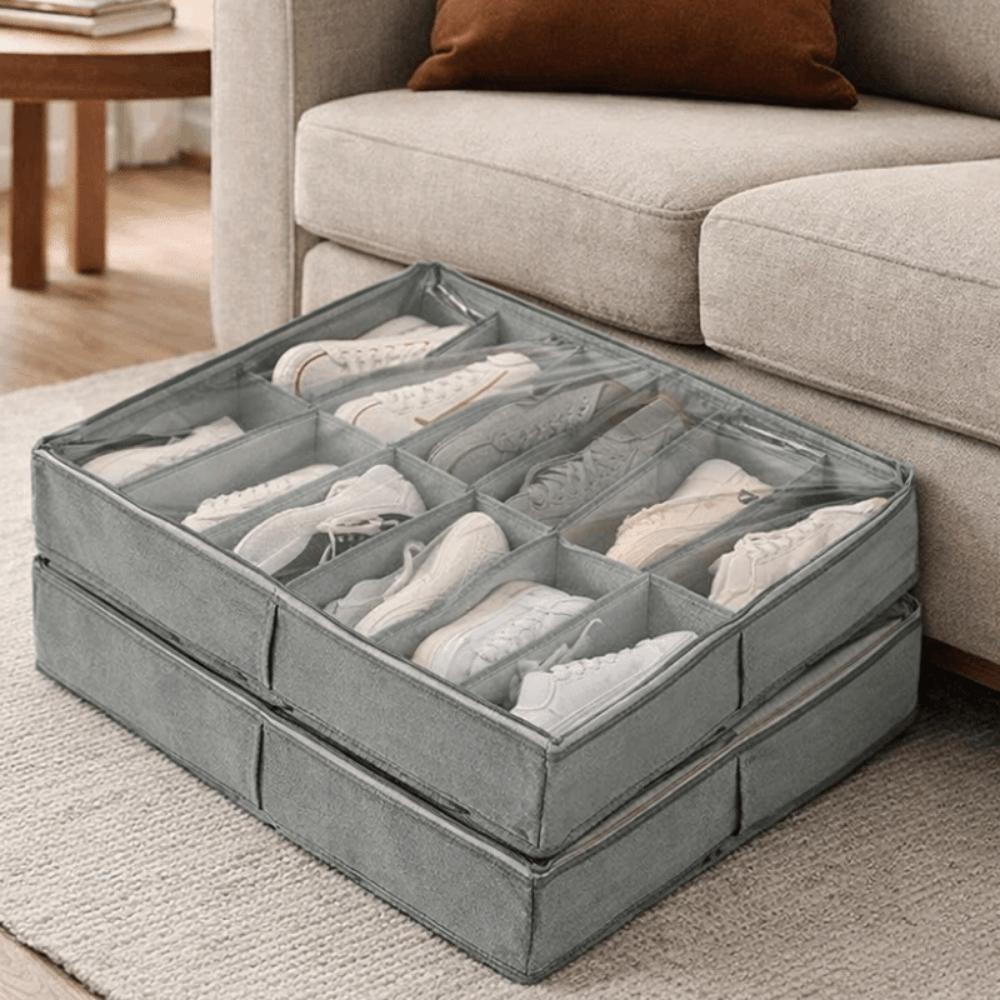 12 Grids Shoes Storage Bag Non-woven Fabric Shoes Organizer Breathable Shoe Storage Bin  Closet
