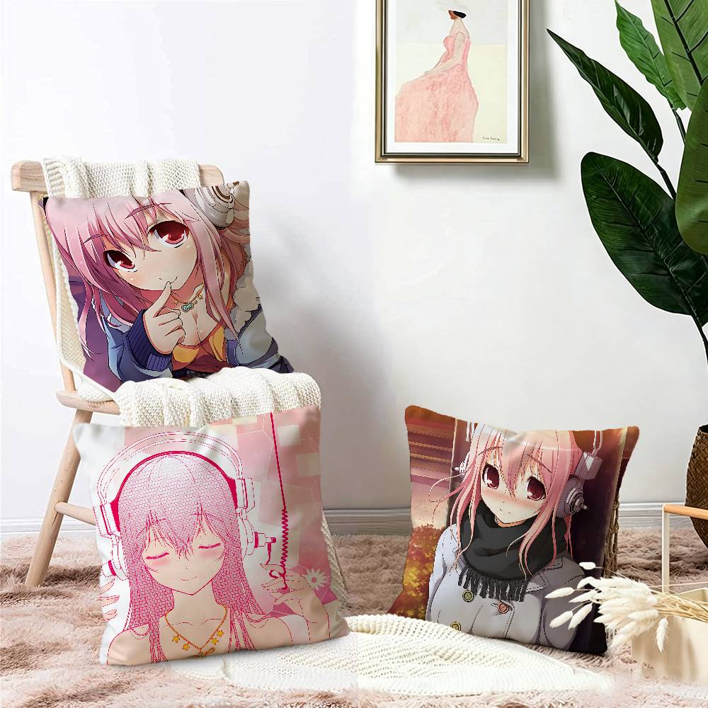 Super Sonico Manga Anime 45*45cm Cushion Cover Pillow Cover Decor Pillowcase Home Pillowcase for Couch Pillow