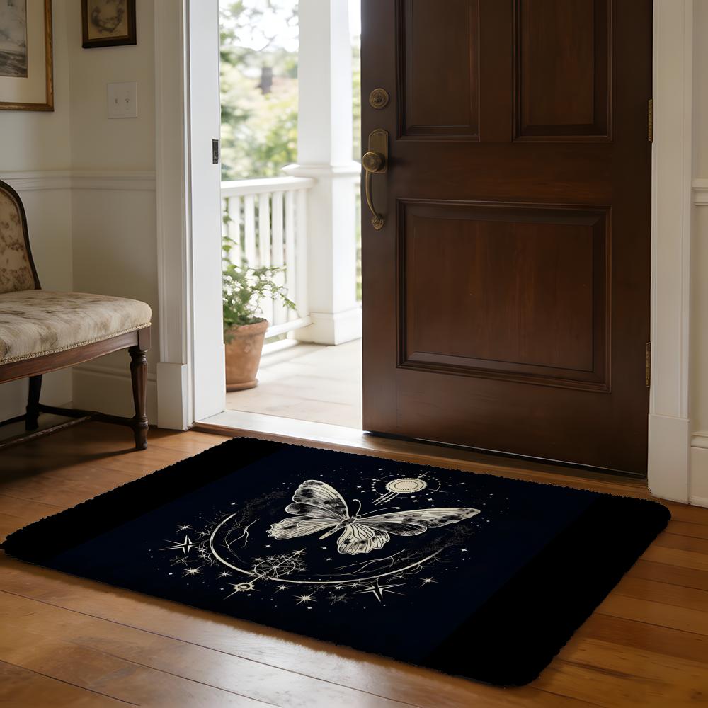 Butterflies And Moths Floor Mat Soft Flannel Absorbent Mat Non-Slip Rug Home Bedroom Bathroom 40cm x 60cm