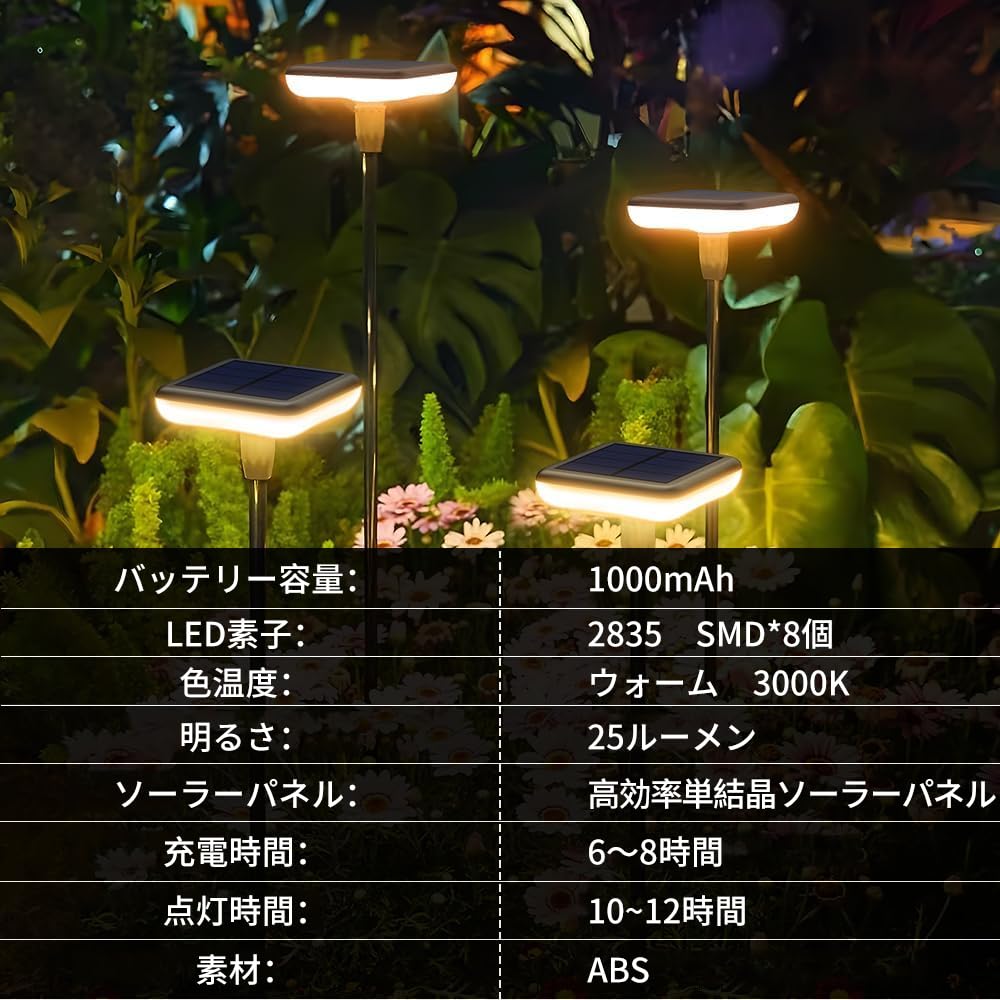 LITNOFAY Solar Outdoor Garden IP65 Automatic Suitable for Parking and Warm Set of 4 Lights, Lights, Stylish, Built-in, Waterproof, Wind-Swaying,