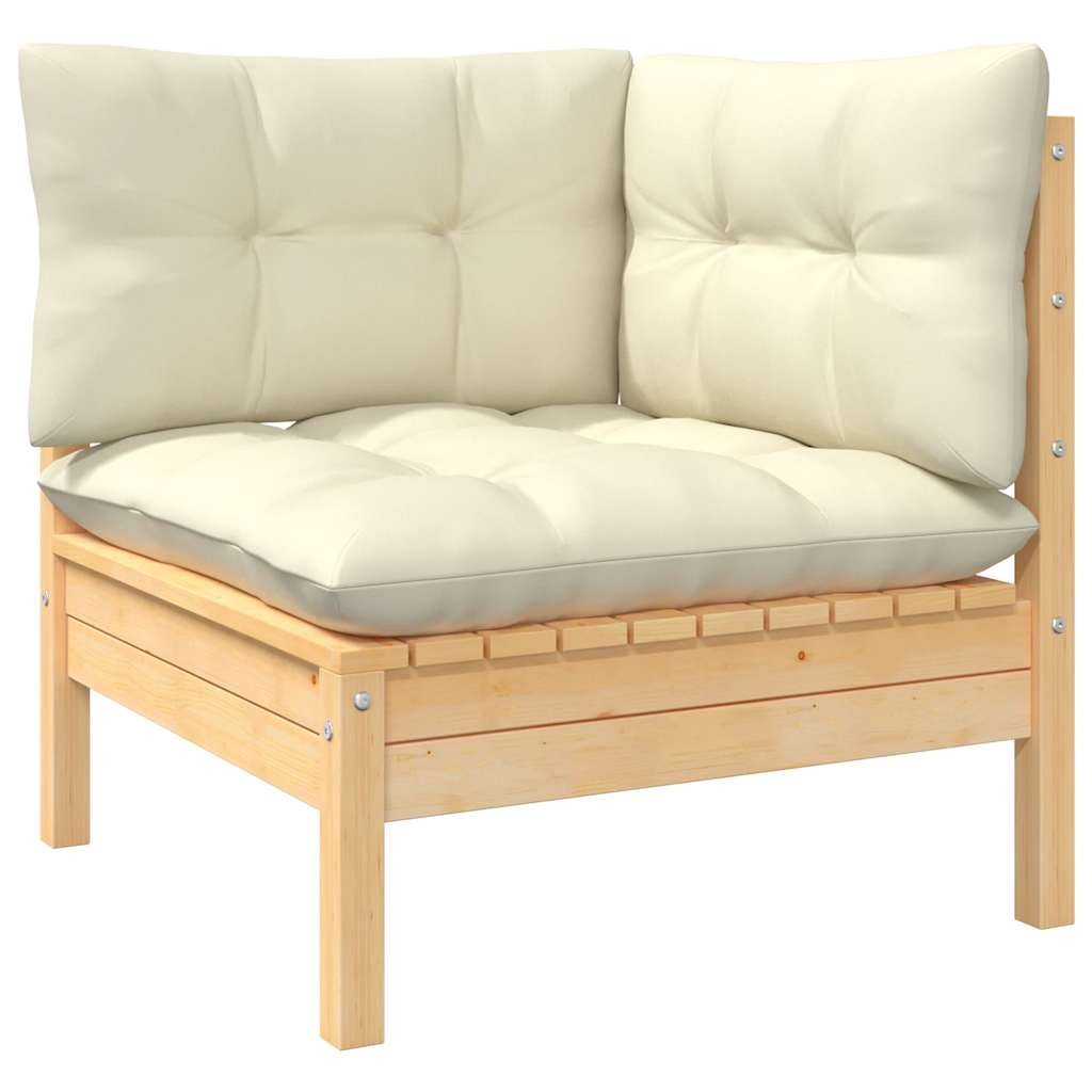 Vidaxl 2-Seater Garden Sofa with Cream Cushions, Pine Wood