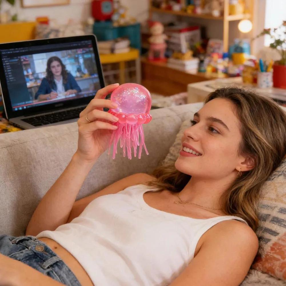 NeeDoh Realistic Jellyfish Jelly Squeeze Sensory Toy for Stress Relief and Anxiety Relief. Suitable for children and adults. Blue.