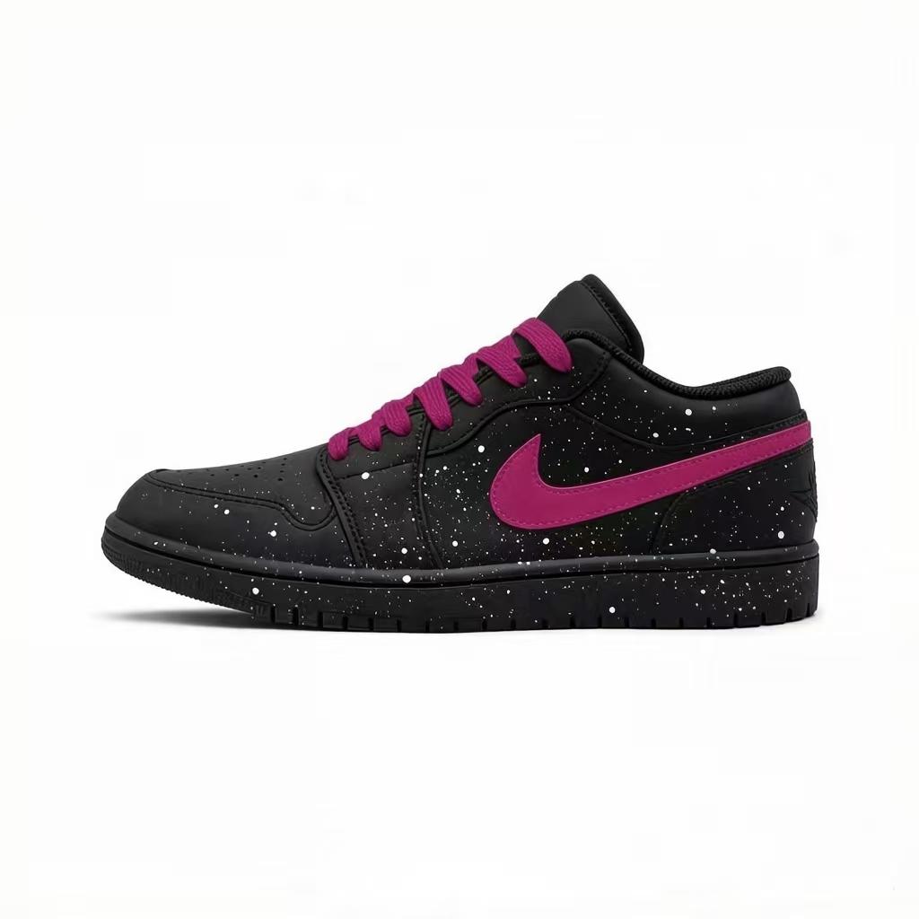 

Jordan Air Jordan 1 Fuchsia, Ink Splatter, Black Warrior Synthetic Leather Cushioning Abrasion Resistant Low top 553558-093(Team1803-) 40