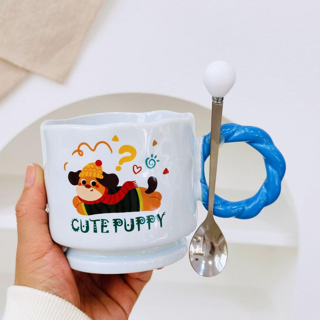 Creative Mug Mushroom Styling Cartoon Cute Ceramic Cup High Value Water Cup with Lid Hand Gift Gift