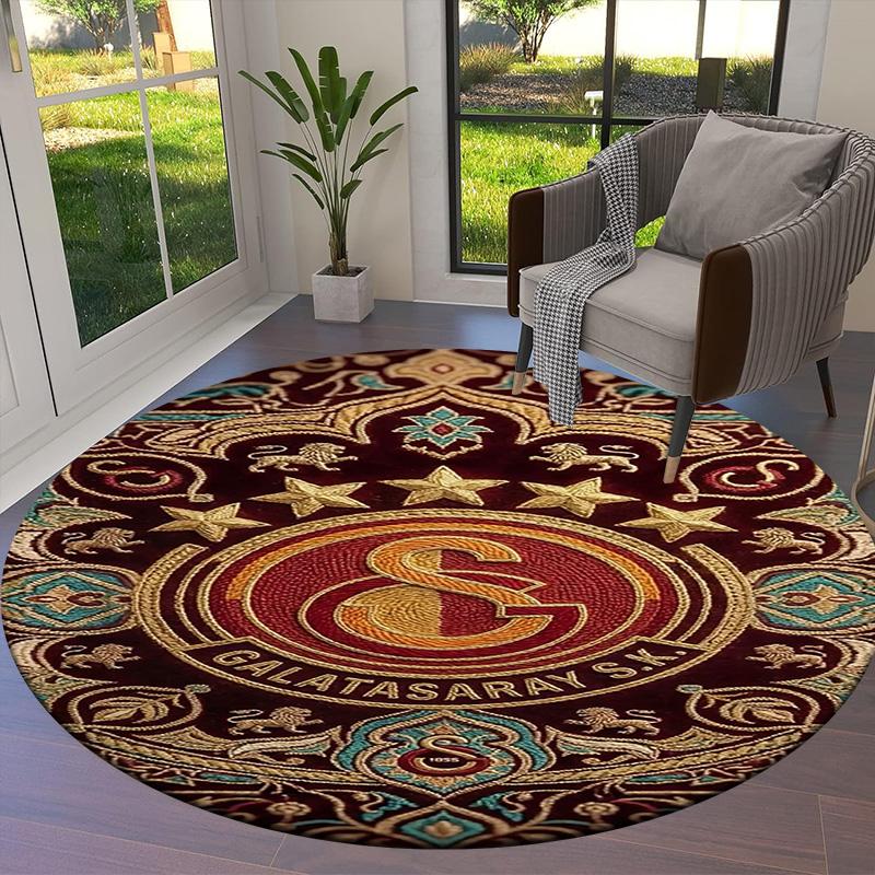 Galatasaray S Round Area Rug,Carpet Rug for Living Room Bedroom Sofa Playroom Decor,Non-slip Floor Mat