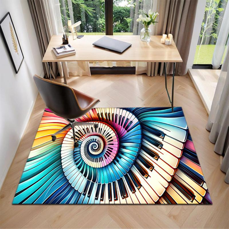 1Pc Piano keys music Printed circular carpet, home door mat, outdoor travel protection carpet A11