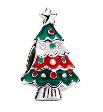 925 Silver,Christmas Tree Beads,Santa Claus Pendant,European Original Bracelet, DIY Accessories,Exquisite Jewelry