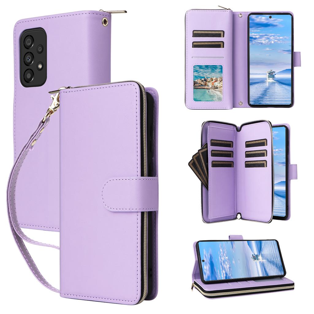 R20 Für Samsung Galaxy A33 5G Hülle Reißverschluss PU Leder Handyhülle mit Handschlaufe