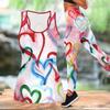 Heart Shaped Pattern Print Yoga Outfit for Women Fashion Workout Leggings Fitness Sports Casual Yoga Set Sports Suit Valentine's Day Exclusive