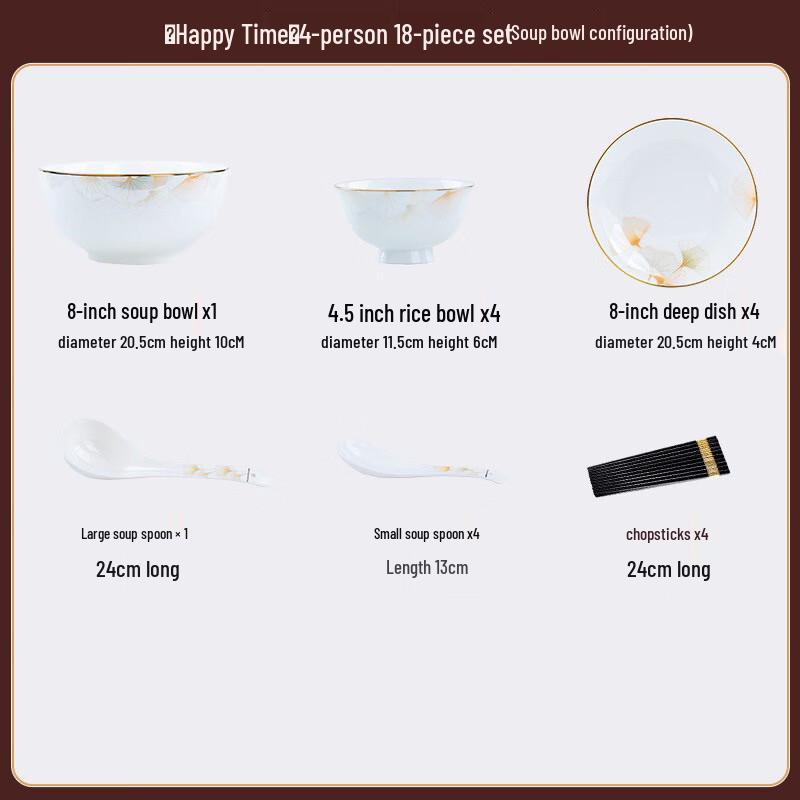 

Xiong Xia Zi Jingdezhen Ceramic Tableware Set, Ginkgo Leaf