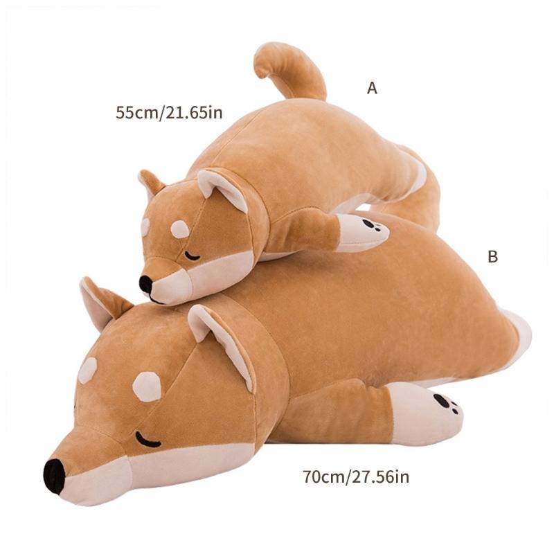 Long Cartoon Shiba Dog Plushie Pillow Stuffed Animals Pillows Cute for Sleeping Hugging Soft Toy Kids Adults Gift