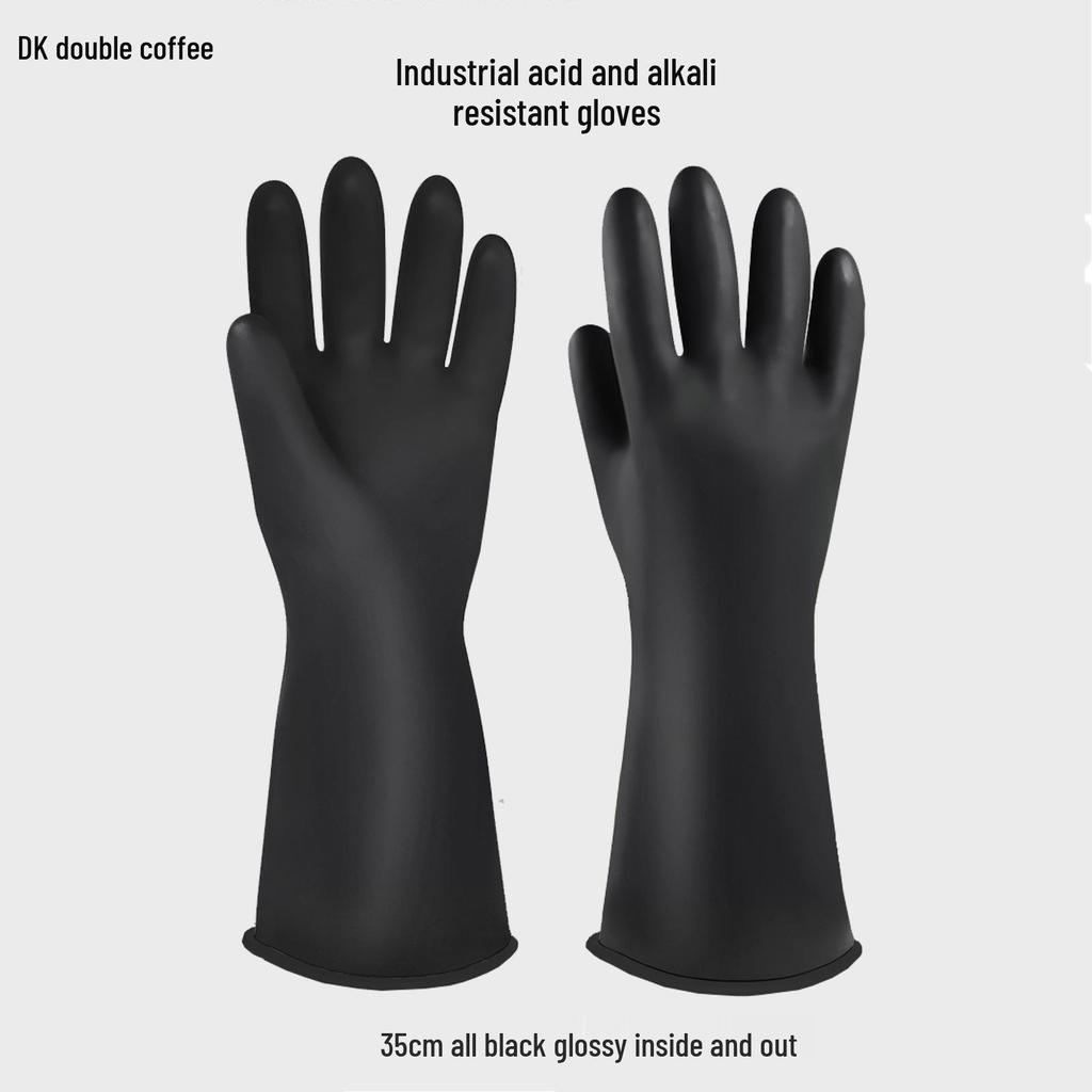 Βαρέως Τύπου Μαύρα Βιομηχανικά Γάντια Λάτεξ: Ανθεκτικό σε χημικά, οξέα & αλκάλια, αντιολισθητικό, ανθεκτικό στη φθορά, ιδανικό για χρήση στην αλιεία.