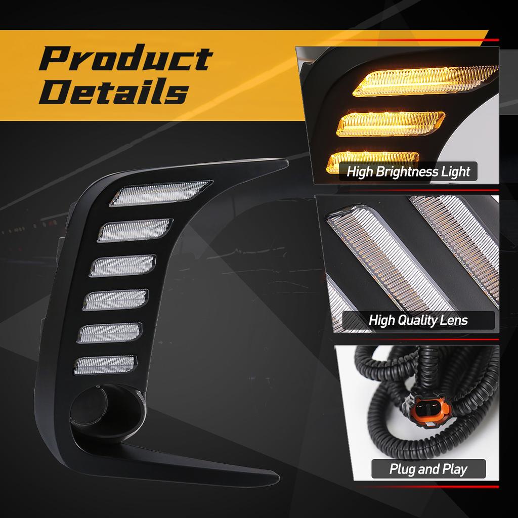 For Toyota Corolla 2019 2020 2025 2025 LED DRL Daytime Running Lights Car Fog Lamps Turn Signal Front Bumper White Yellow Blue