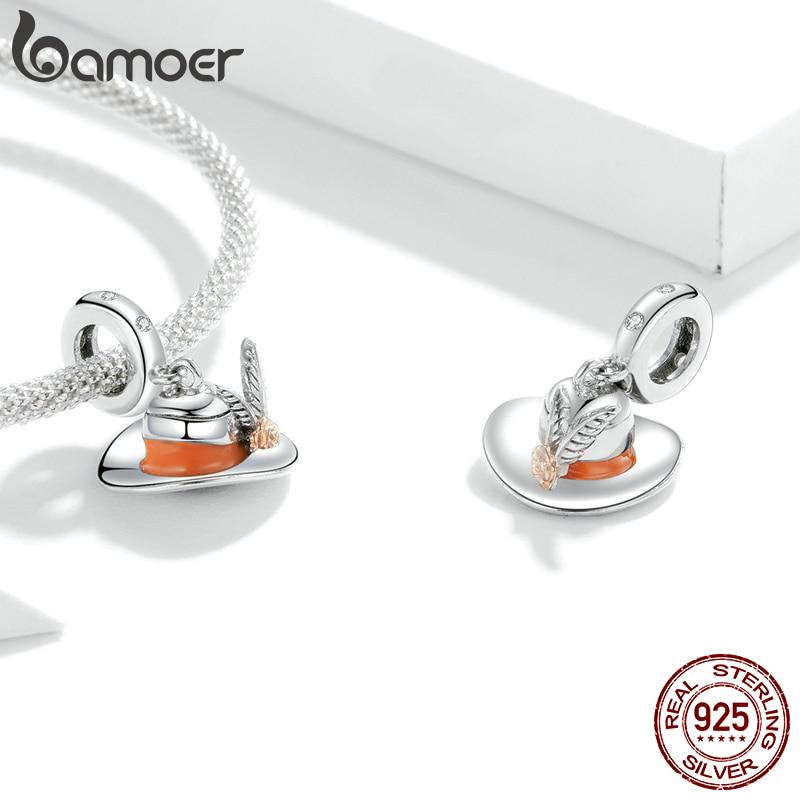 Bamoer 925 Sterlingsølv Utsøkt Elegant Liv Serie Sjarmperle Håndveske Leppestift og Solbriller Hatt Anheng for Originalt Armbånd DIY Smykker