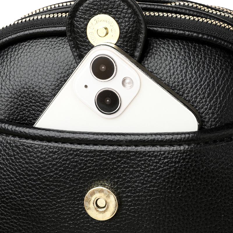 Women's Crossbody Bag Soft Leather Small Square Bag Multi-Compartment Shoulder Bag