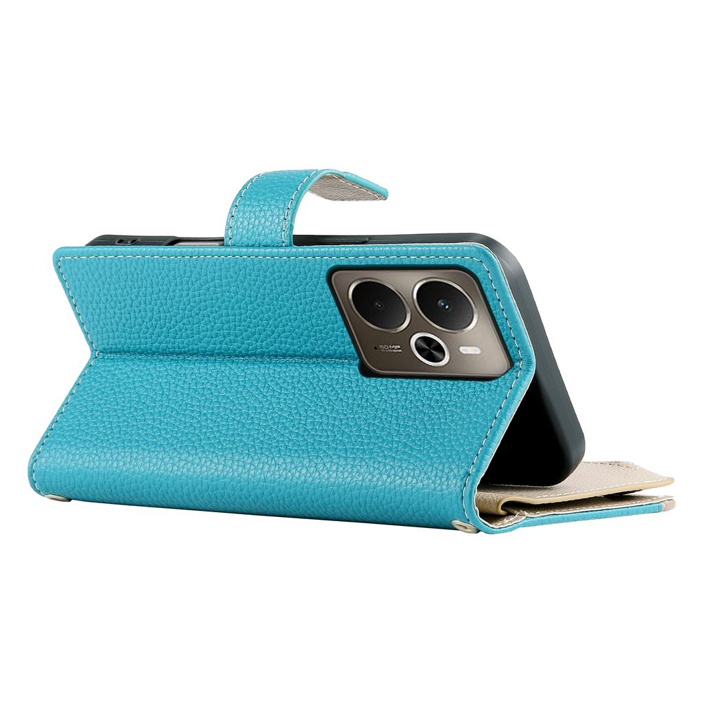 For Realme 14 5G Case Zipper Wallet Color Splicing Leather Flip Phone Cover with Straps