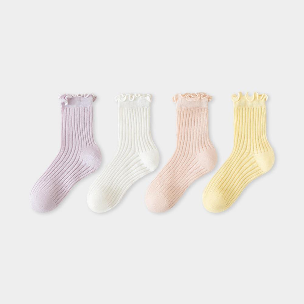 Breathable Mesh Children Princess Socks Solid Color Children's Socks Kids 1-12Y