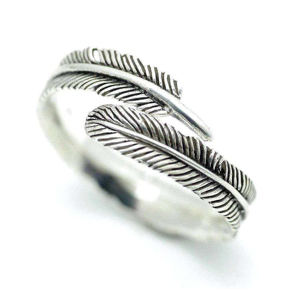 

Silver 925 Feather Ring KO Free Size [Silver One] Men s [No. 18] Adjustable] (Fine Feather)