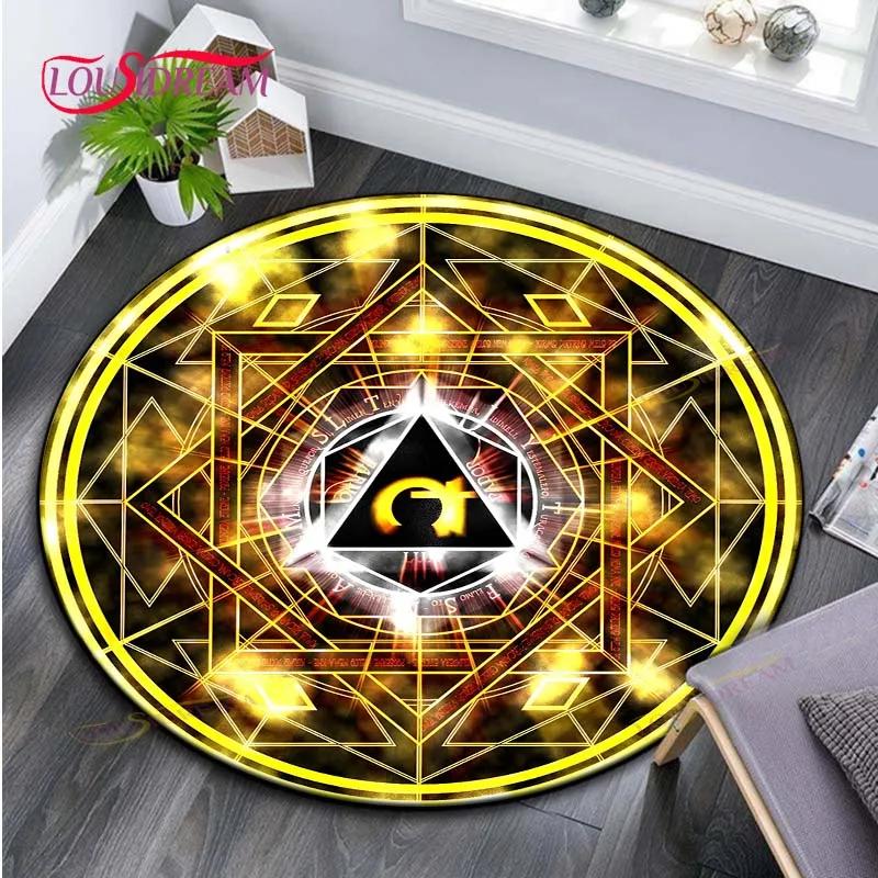 Cartoon Magische Cirkel Tapijt Huis Decoratief Rond Tapijt Zacht Mode Vloerkleden Slaapkamer Antislip Vloermat Stoelmat Boos Tapijt