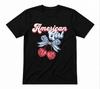 American Girly Cherry Girl Who Girl Lover USA Unisex Tee Black Unisex T-Shirt