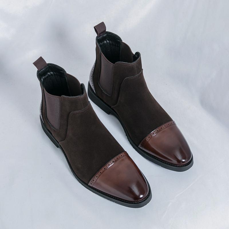 Men's Leather Boots 46 Large Size New High-top Leather Shoes Fashion Men's Matte Chelsea Short Boots