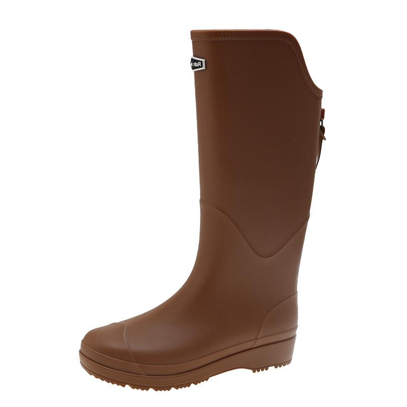 

Fashion rain boots women s tall outer wear non-slip waterproof overshoes thermal long water boots men s outdoor couple rain shoes 44 темно-коричневого