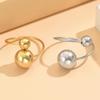 Adjustable Retro Baroque Stainless Steel Round Bead Ring