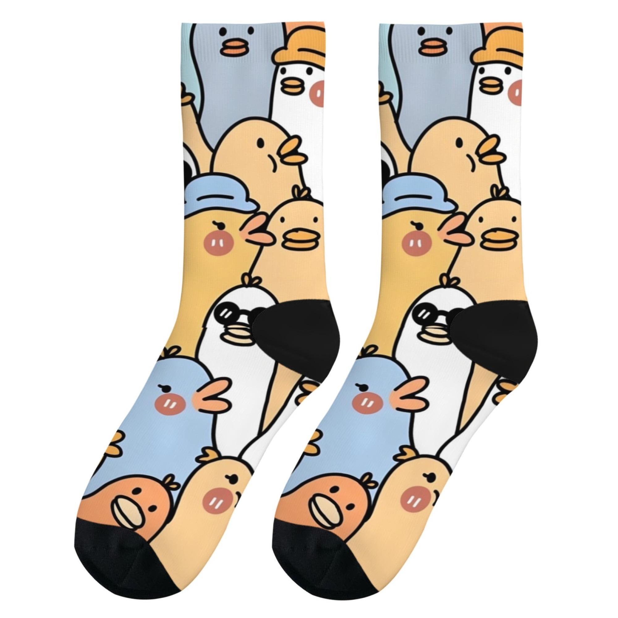 

Харадзюку мультяшный утенок милые носки новинка забавные компрессионные носки мягкие дышащие унисекс хип-хоп трендовые носки подарки для праздничной вечеринки One Size