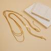 Salircon Vintage Multilayer Snake Chain Necklace for Women Herringbone Gold Color Copper Chain Pendant Necklace Neck Jewelry