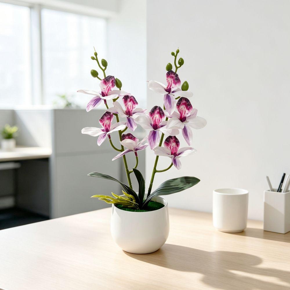 Multicolor Artificial Orchid Flower Silk Petals Simulated Orchid Plant  Desktop Ornament