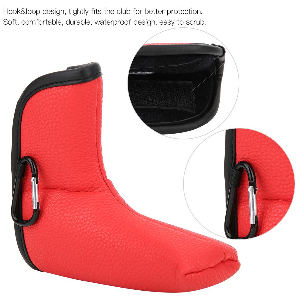 Golf L shape Putter Headcover Slotted Blank PU Waterproof Fabric Thicken Plush Protection(red )