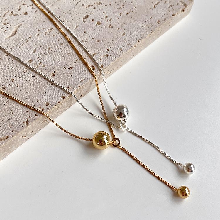 Light Luxury Tassel Gold Ball Necklace Commuter Women's Accessories Ins Clavicle Chain