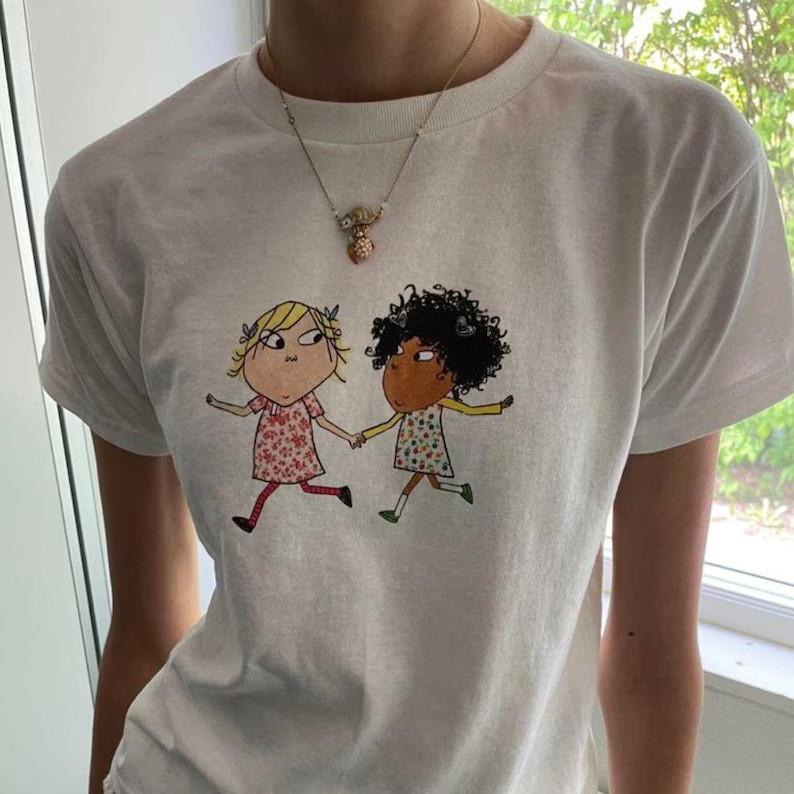 Charlie and Lola Y2K baby tee ,Retro 2000s Graphic Tee XXXL