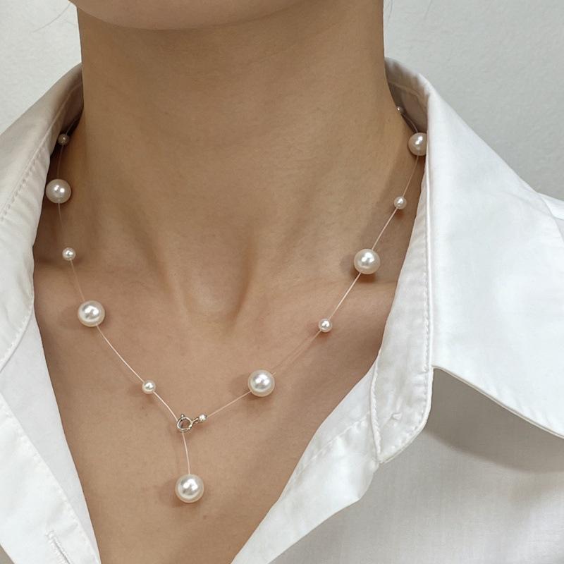 S925 Sterling Silver Full Sky Star Pearl Necklace - Simple, Versatile Clavicle Chain 925 Sterling Silver