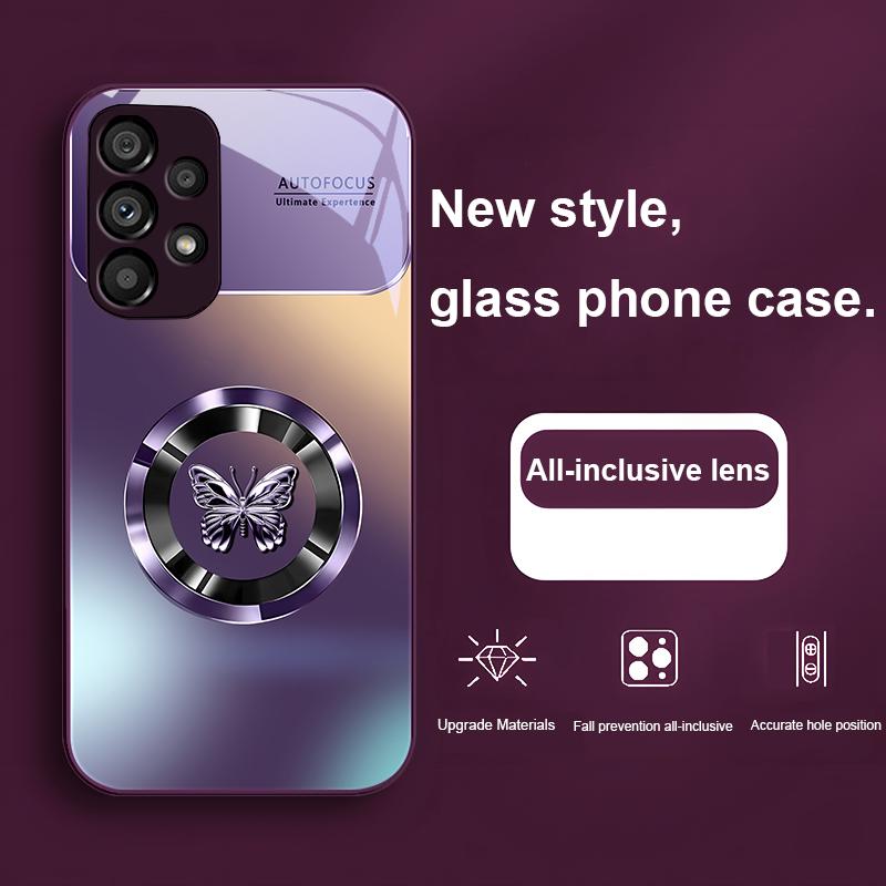 

Circle Butterfly Silver For Samsung Galaxy Note 10 Plus S20 21 FE S23 Ultra S8 9 A70 72 73 50 51 52 53 Tempered Glass Phone Case Samsung S23 Plus