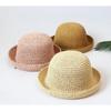 Women's Japanese-Style Handwoven Straw Sun Hat - Casual Roll-Up with Small Brim