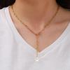 Stainless Steel Paperclip Chain Necklace with Faux Pearl Pendant for Women