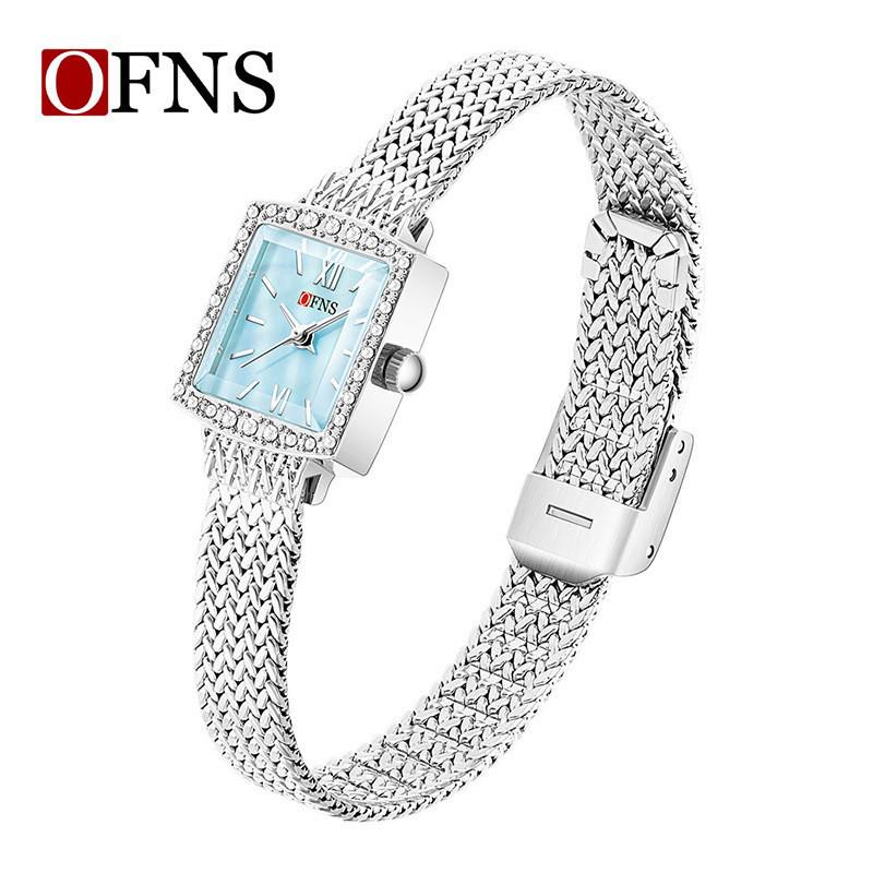 Women s Waterproof Rhinestone Quartz Watch with Wheat Ear Mesh Strap