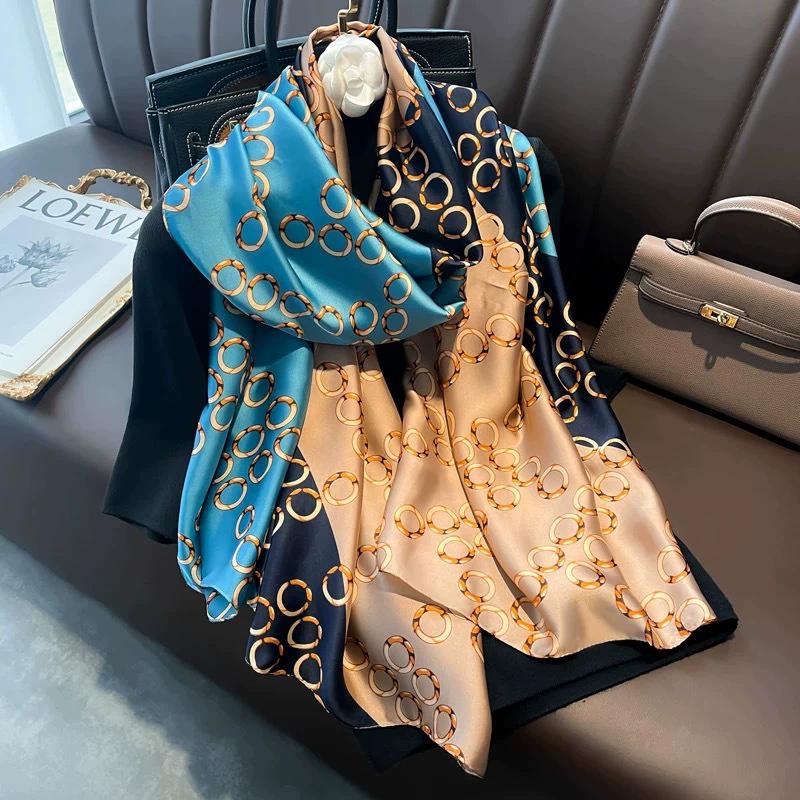 New 100% Natural Real Silk Scarf Women Luxury High Quality long  Fashion Neckerchief Lady Shawl Wraps Hijab Bandana Scarves