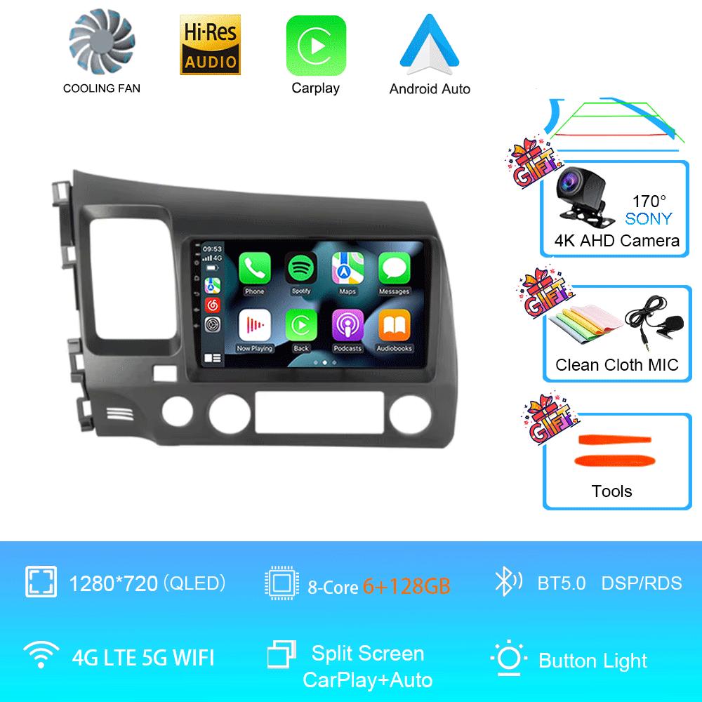 Android 14 9" DSP Car Stereo Radio For Honda Civic 8 2005 - 2012 Multimedia Video Player Navigation GPS 2 Din 4G WiFi Audio DVD
