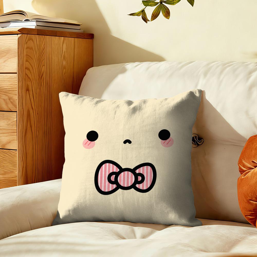 Minimalist Cartoon Face Cushion Cover Plush Fabric Soft DoubleSided Printed Sofa Warm Winter Home Gift Pillow Cover