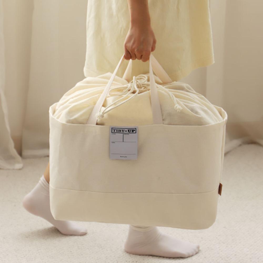 

Japanese Storage Bag Portable Drawstring Sealed Storage Basket Thick Canvas Clothes Storage Box Handbag Home Organizer Large