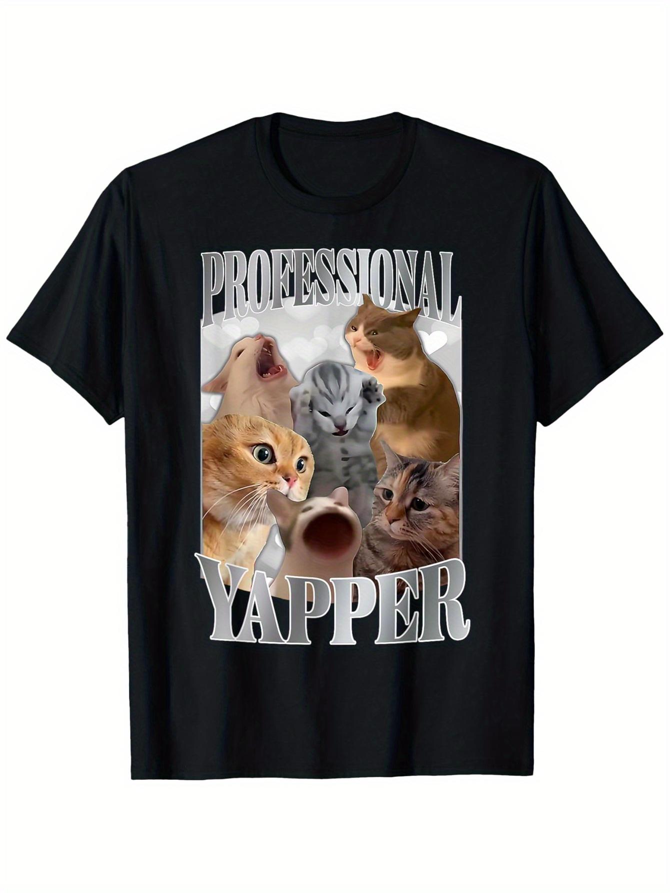 Men S Professional Yapper Cat Graphic T-Shirt - Casual Crew Neck XXL