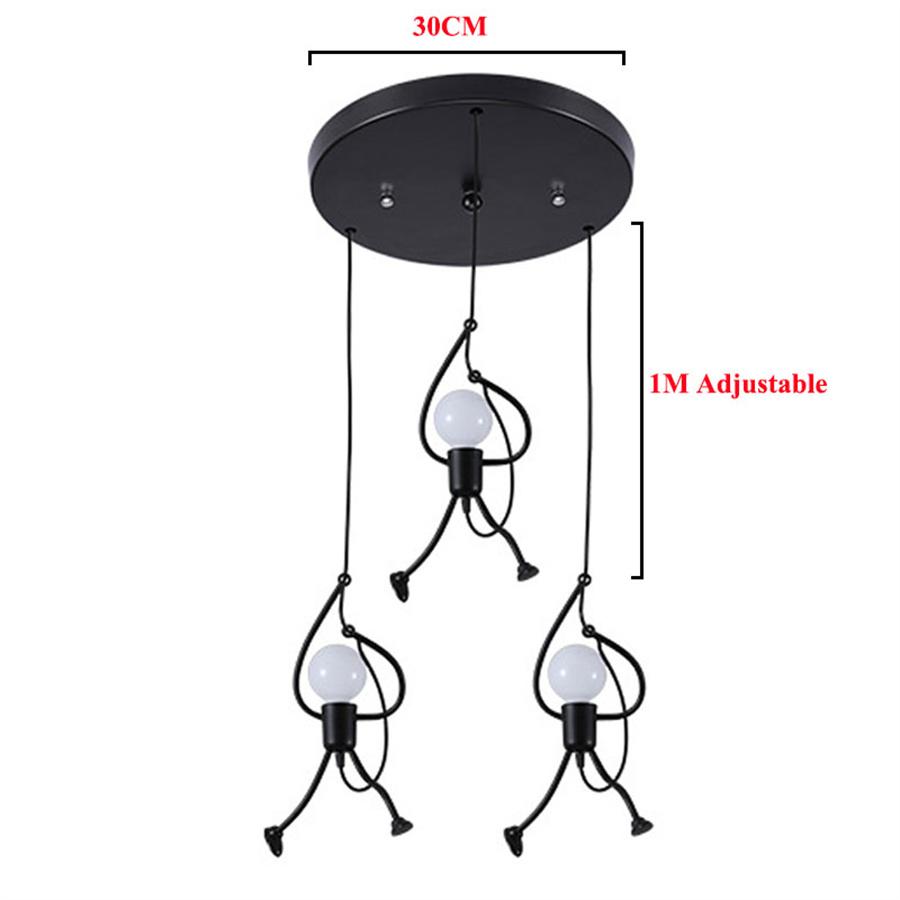 Novelty Iron Little Man LED Pendant Light E27 Cartoon People Children's Room Hanging Lamp Climbing Man Kids Suspension Luminaire